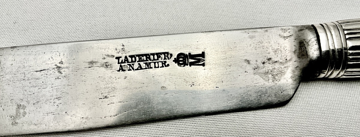 Namur 1770-1790, 24 Solid Silver Knives, Louis XVI Period, Cutler Laderier, Verain-photo-4