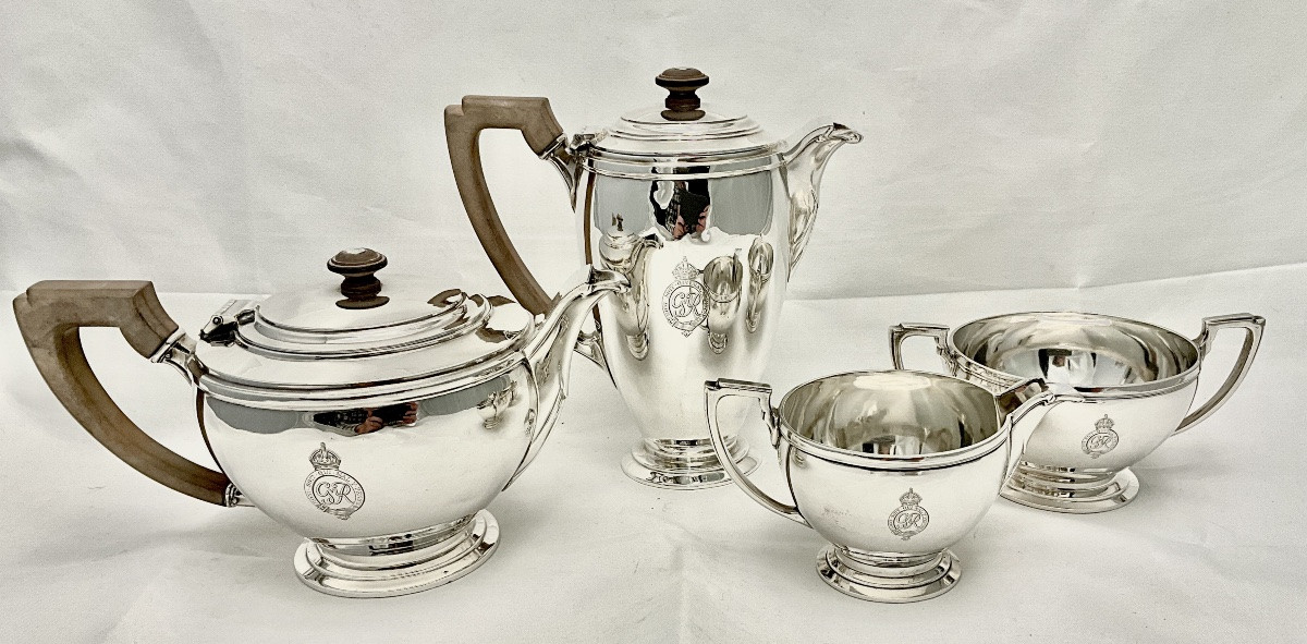 Gift From King George Vi, Solid Silver, Coffee Service, London 1948, William Comyns & Sons-photo-2