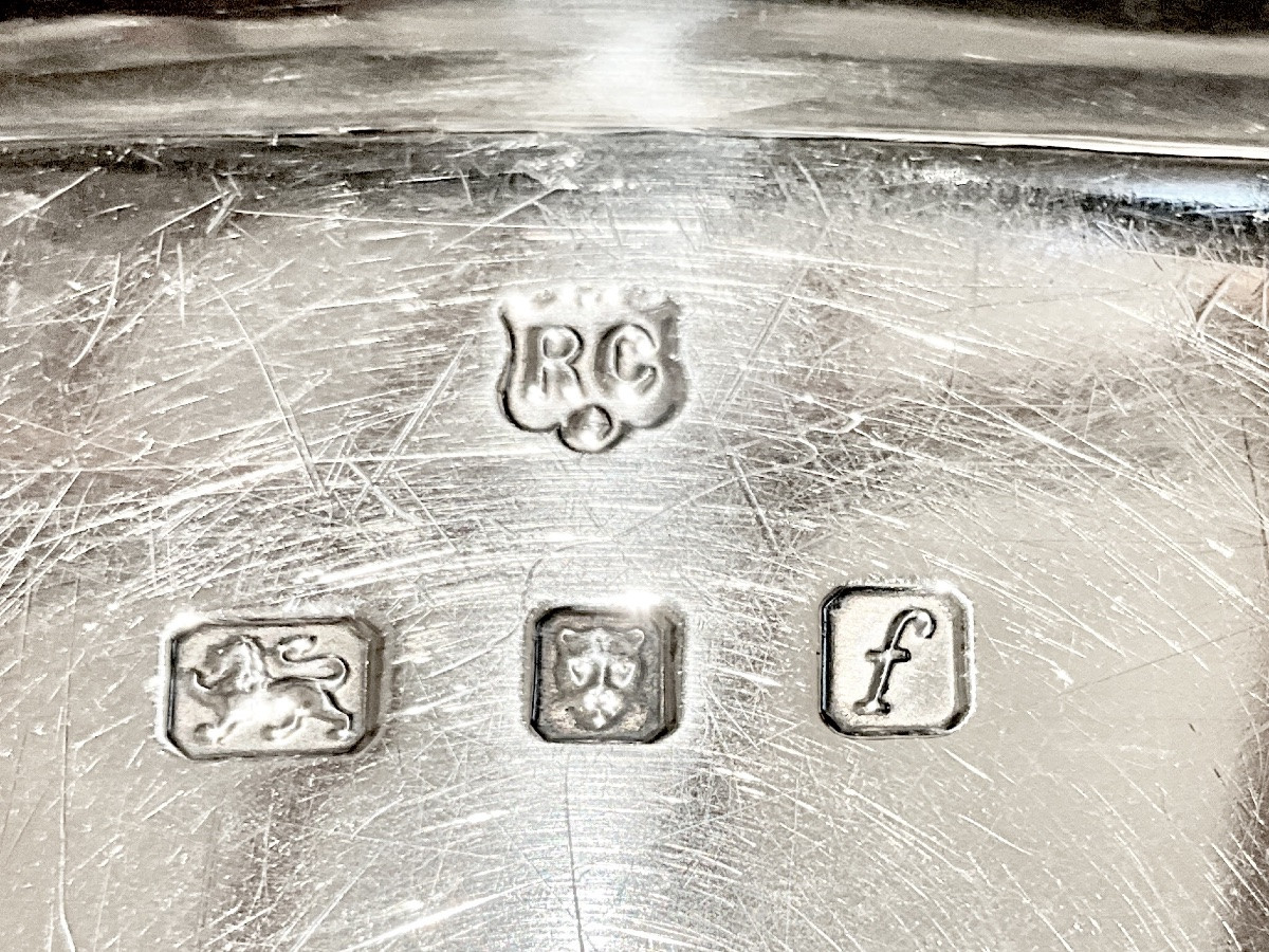 Présent  From Queen Elizabeth Ii, Sterling Silver Serving Tray, William Comyns & Sons -photo-3