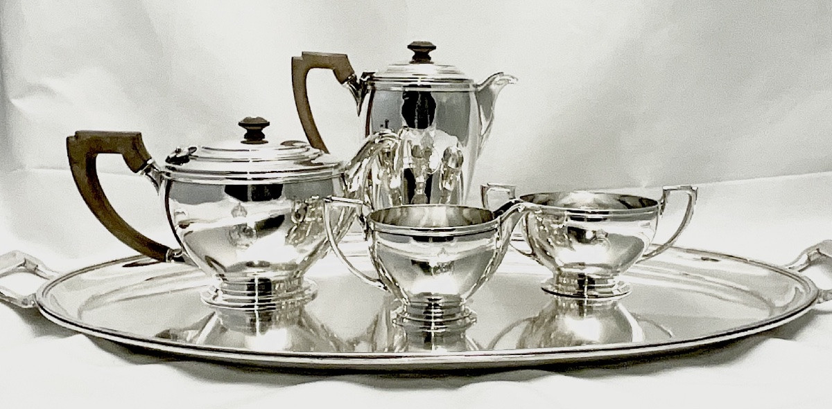 Présent  From Queen Elizabeth Ii, Sterling Silver Serving Tray, William Comyns & Sons -photo-6