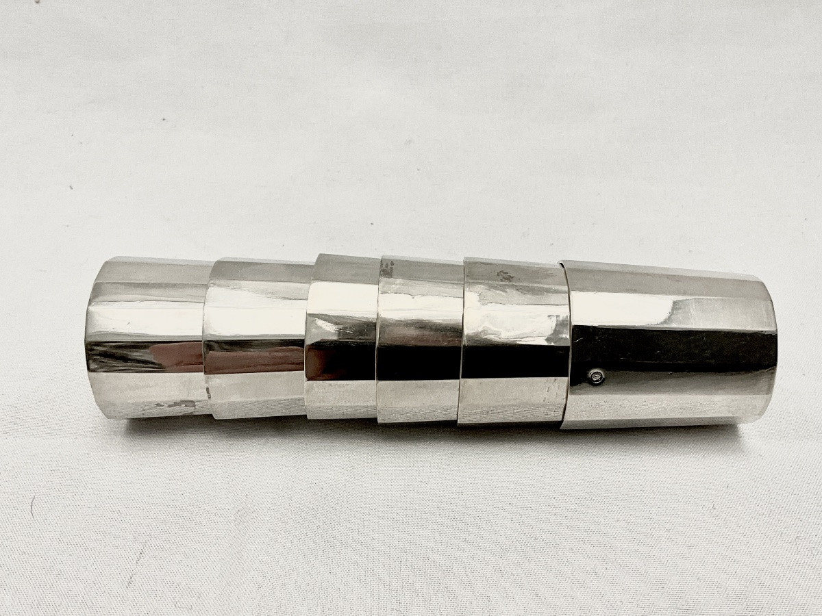 Paris 1798-1809, argent massif , 6 godets à eau de vie , François Alexis Carron, gobelets , -photo-4