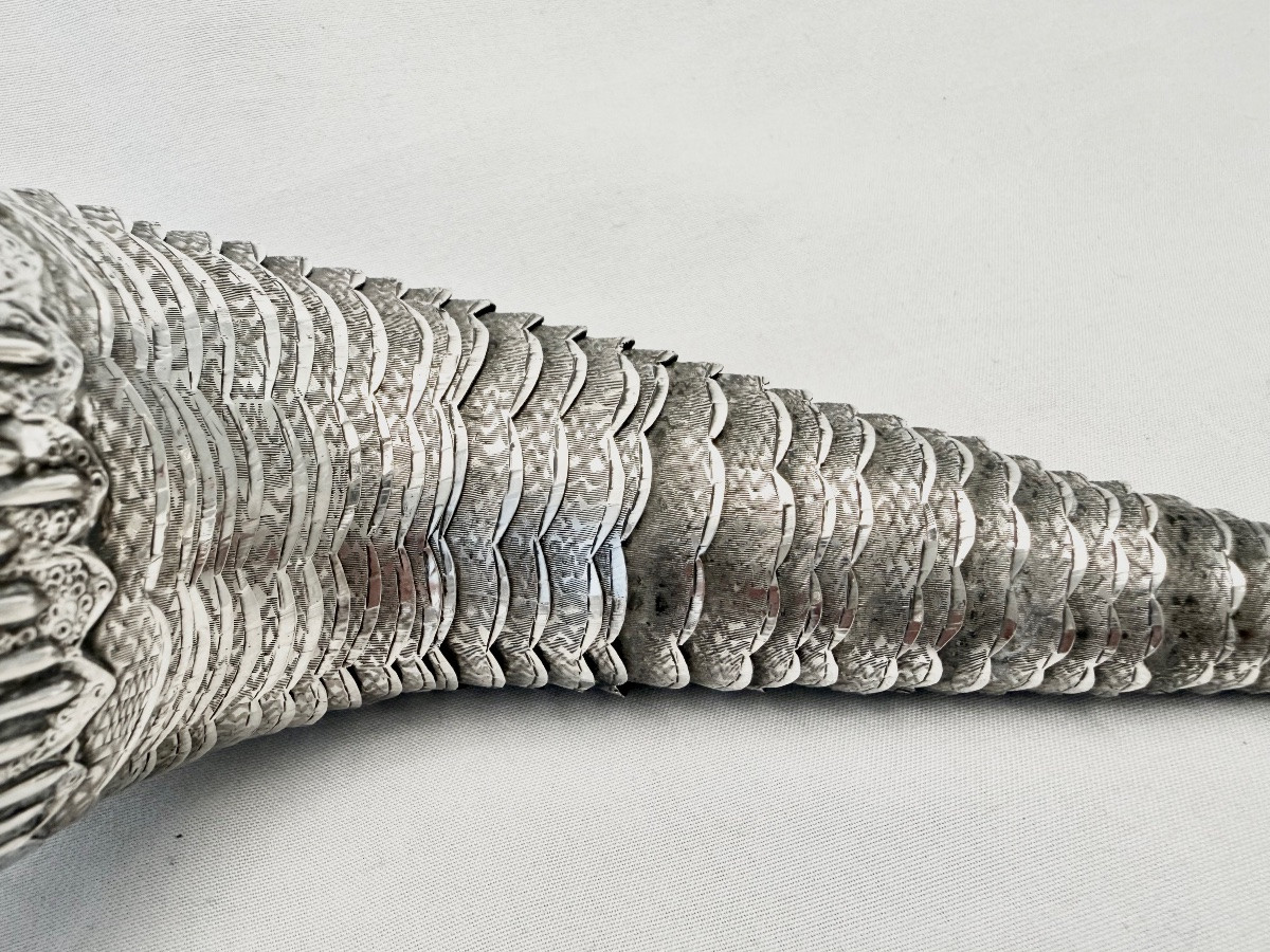 Solid Silver Swordfish, Spain 1940-1960, 916 Sterling Silver-photo-4