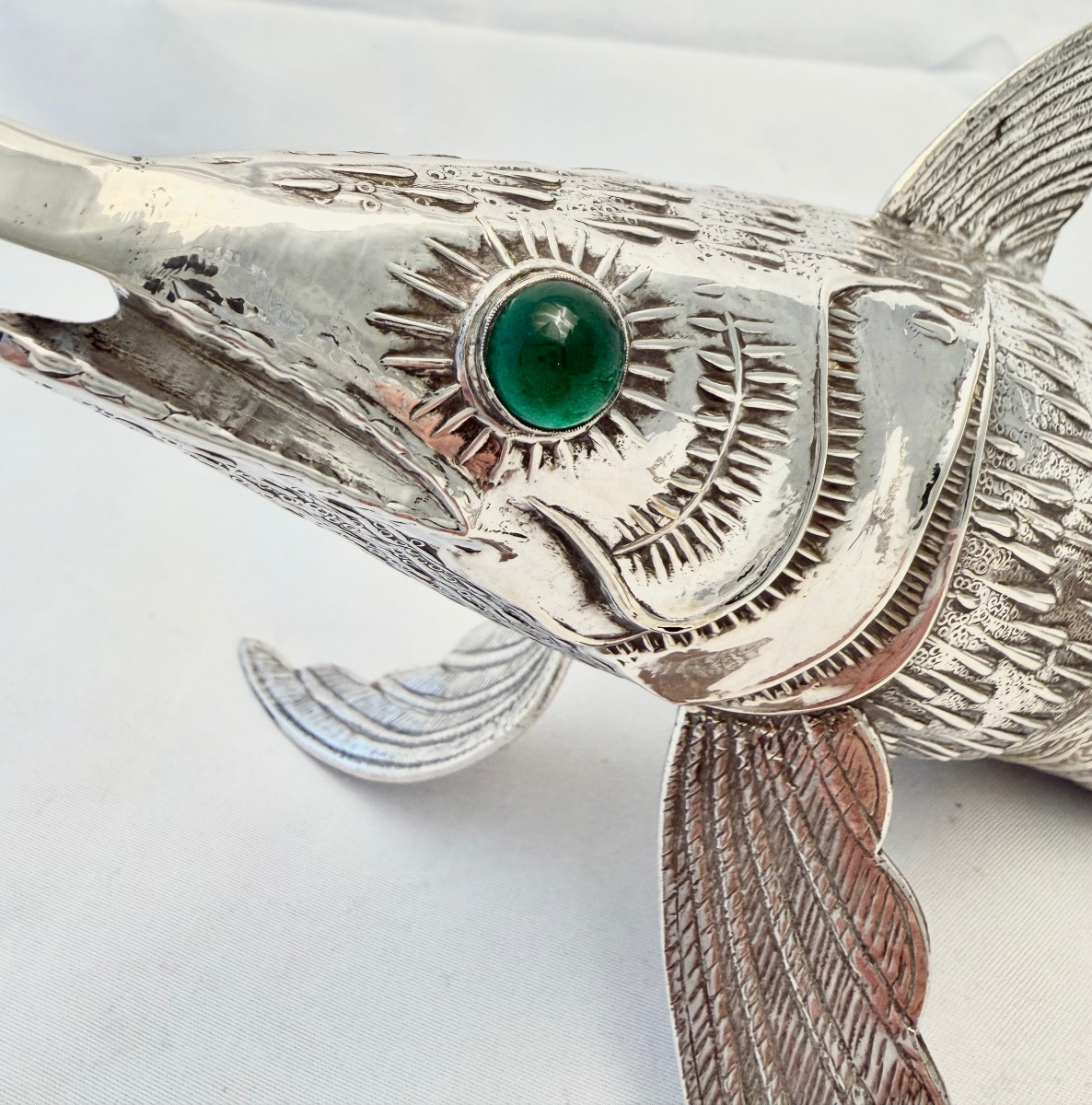 Solid Silver Swordfish, Spain 1940-1960, 916 Sterling Silver-photo-5