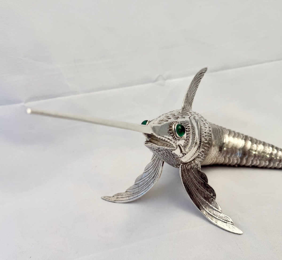 Solid Silver Swordfish, Spain 1940-1960, 916 Sterling Silver-photo-8