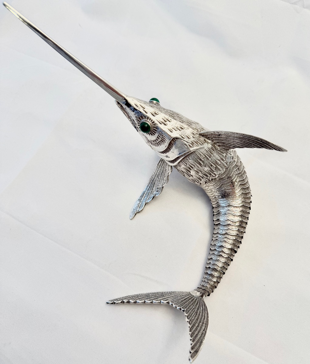 Solid Silver Swordfish, Spain 1940-1960, 916 Sterling Silver