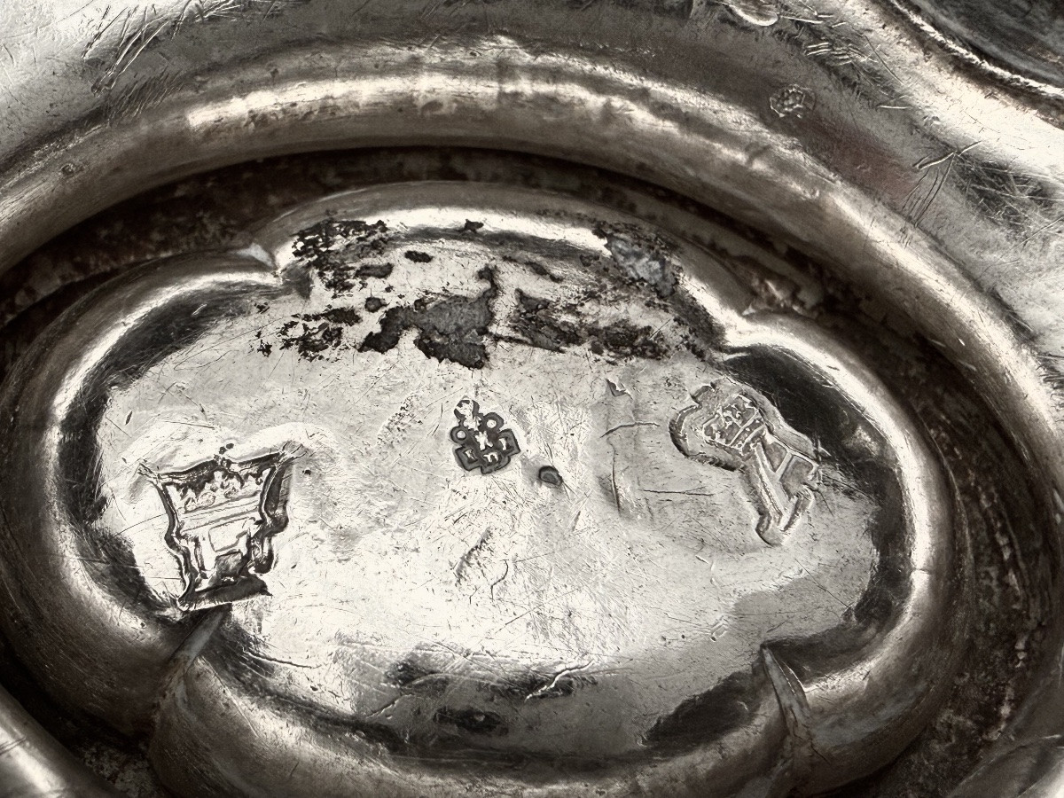 Paris 1746, Pair Of Louis XV Salt Cellars, Solid Silver, Jj. Duhamel, Baron Nau De Champlouis-photo-4