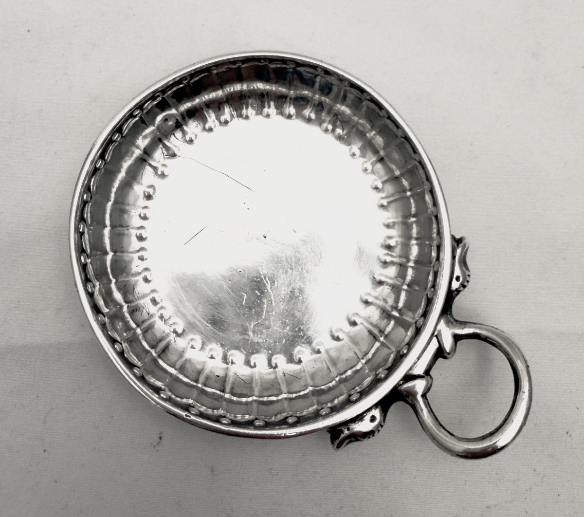 Parthenay 1749-50, Solid Silver Tastevin, Silversmith Jean Boutin-photo-2