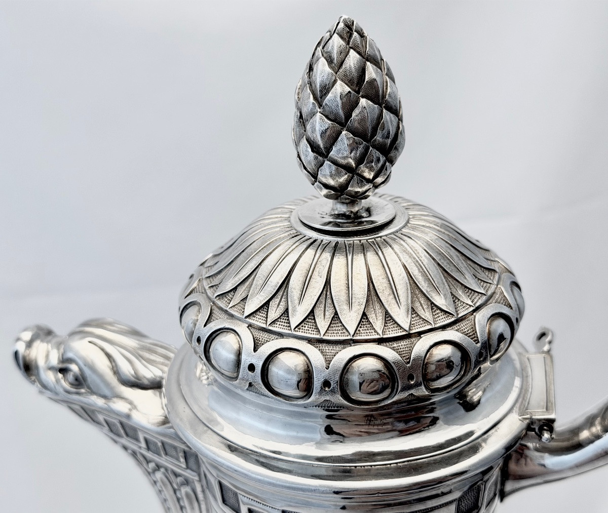 Chocolate Pot Ath 1784, Philippront, Louis XVI, Solid Silver Tripod Coffee Pot-photo-3