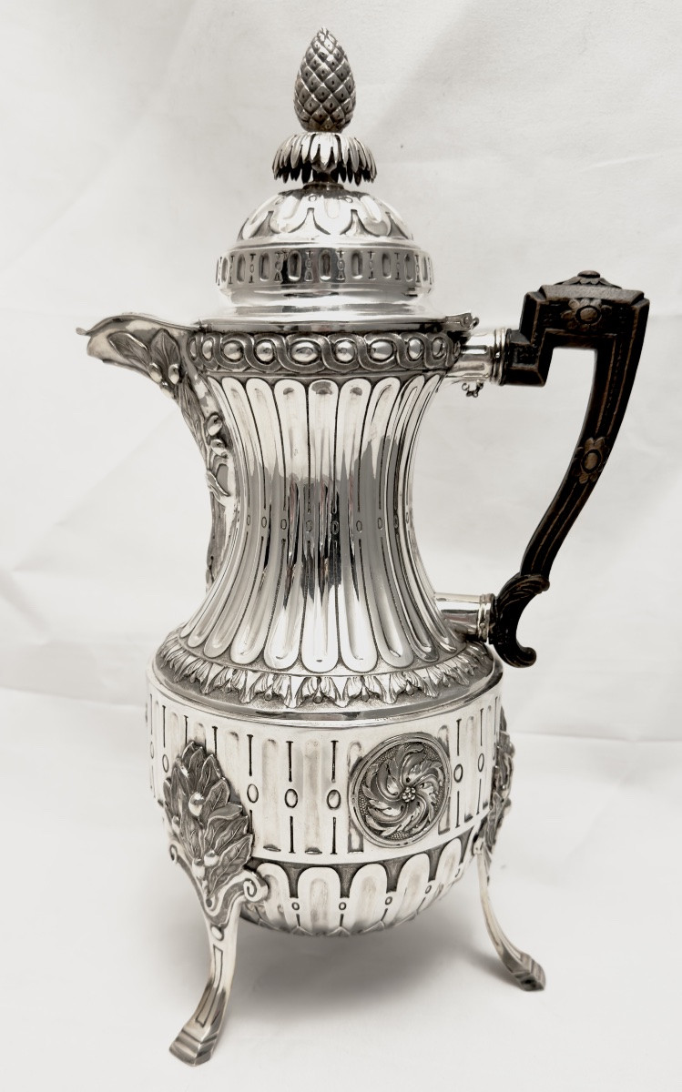 Mons 1784 , cafetière Louis XVI, EVRARD Maurice Joseph, argent massif-photo-2