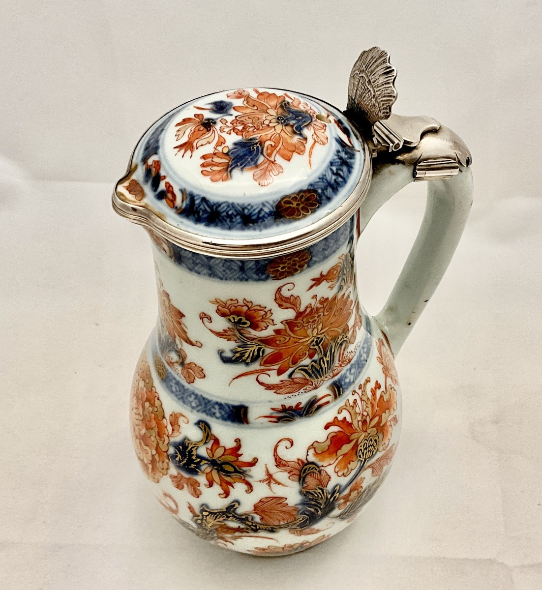 Paris 1738-1744, Silver-mounted Imari Porcelain Jug, Intact-photo-5