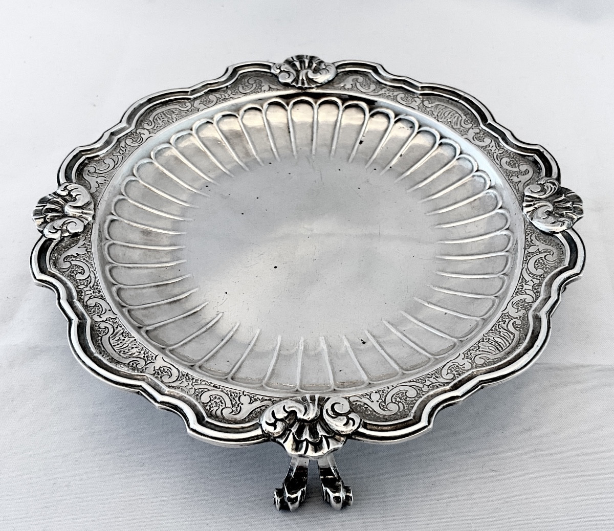 Ghent 1759, Sweetmeat Dish, Solid Silver, Silversmith Pieter II Colle, Louis XV, Salver 
