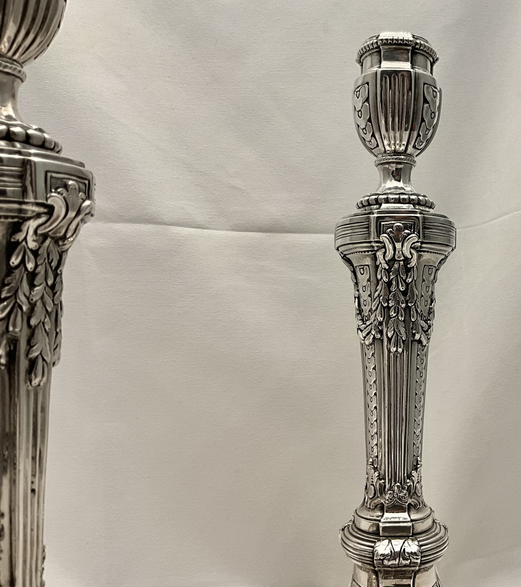Paris 1776, Solid Silver, Jean-françois Villemsens, Pair Of Louis XVI Candlesticks -photo-2
