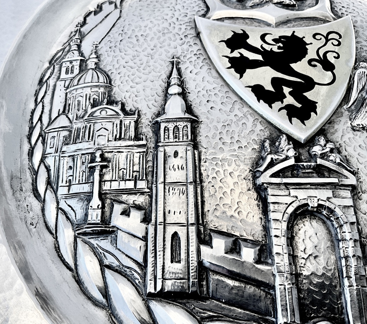 Namur 1956, Baron Louis Huart, Mayor 1931-1963, Solid Silver, Presentation Platter -photo-2