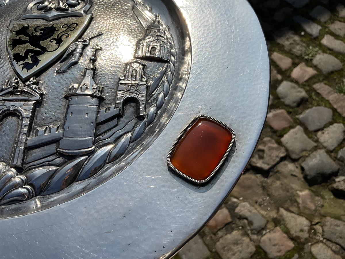 Namur 1956, Baron Louis Huart, Mayor 1931-1963, Solid Silver, Presentation Platter -photo-3