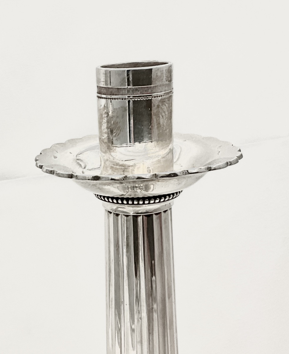 Ghent 1818-1829, Pair Of Charles X Torches, Sterling Silver , Livinus De Bast, Candleholders-photo-3