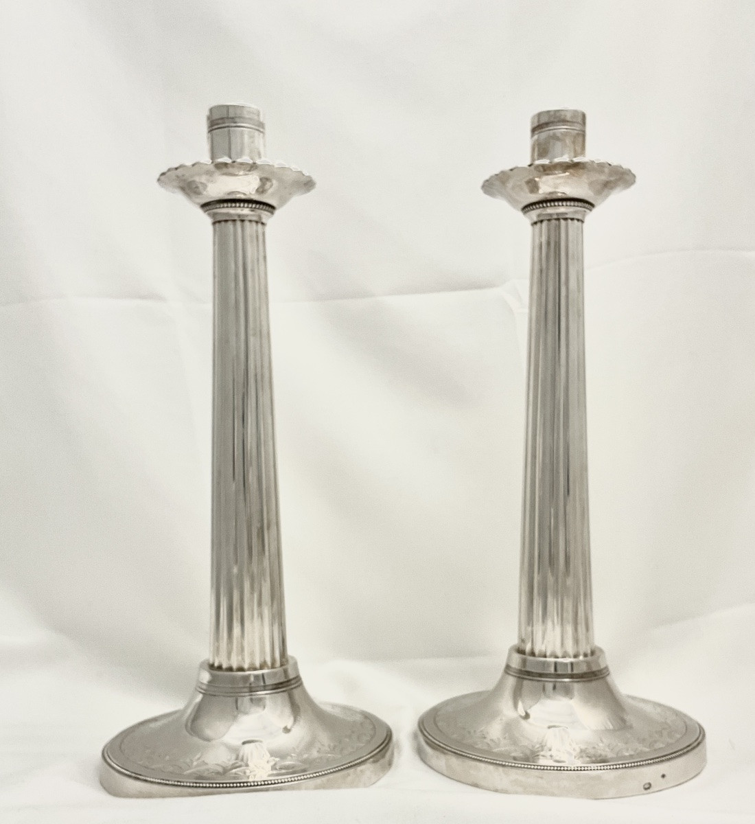Ghent 1818-1829, Pair Of Charles X Torches, Sterling Silver , Livinus De Bast, Candleholders-photo-2