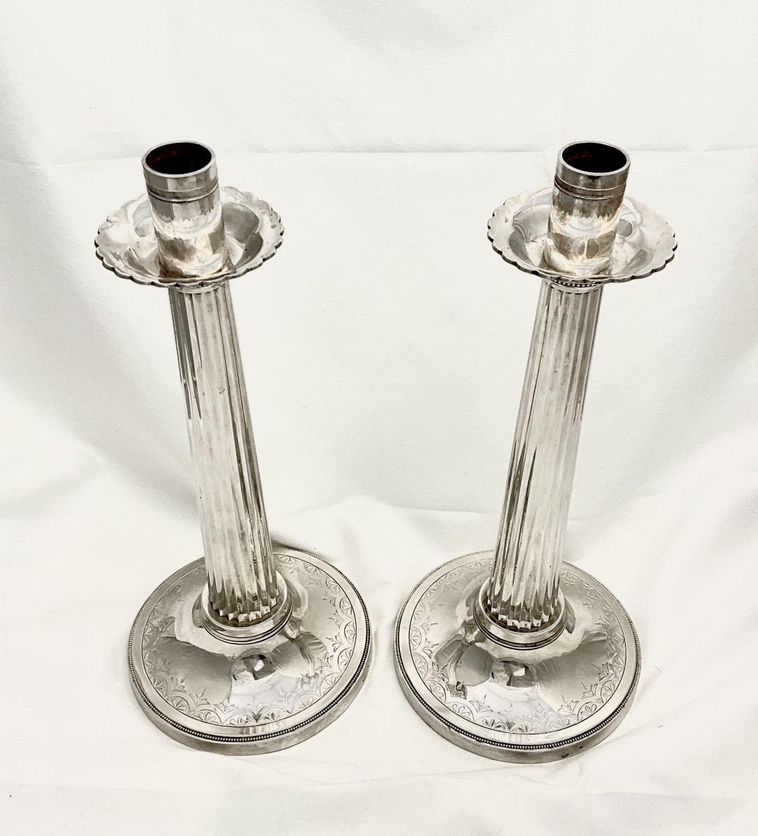 Ghent 1818-1829, Pair Of Charles X Torches, Sterling Silver , Livinus De Bast, Candleholders-photo-3