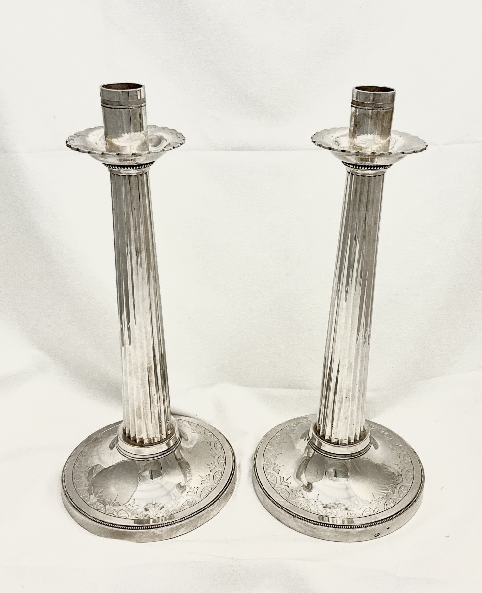 Ghent 1818-1829, Pair Of Charles X Torches, Sterling Silver , Livinus De Bast, Candleholders-photo-4