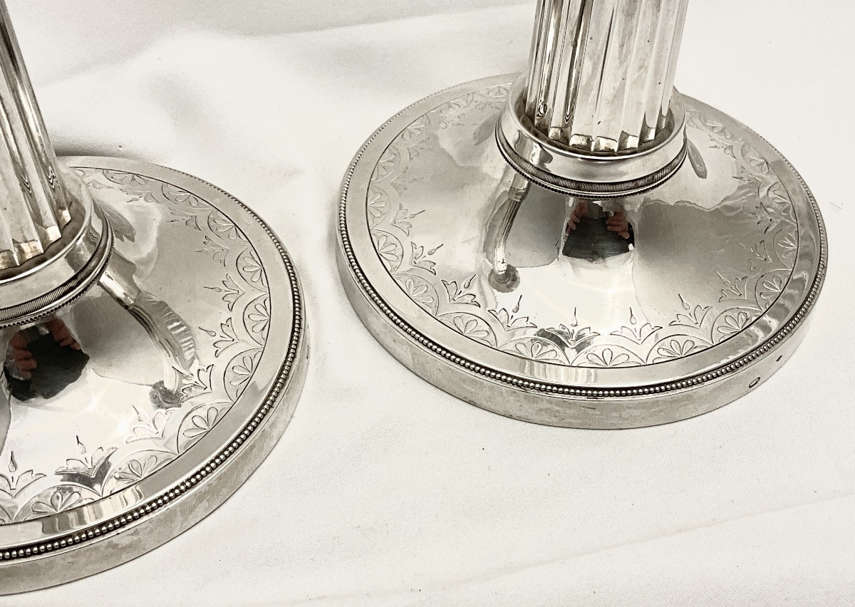 Ghent 1818-1829, Pair Of Charles X Torches, Sterling Silver , Livinus De Bast, Candleholders-photo-7