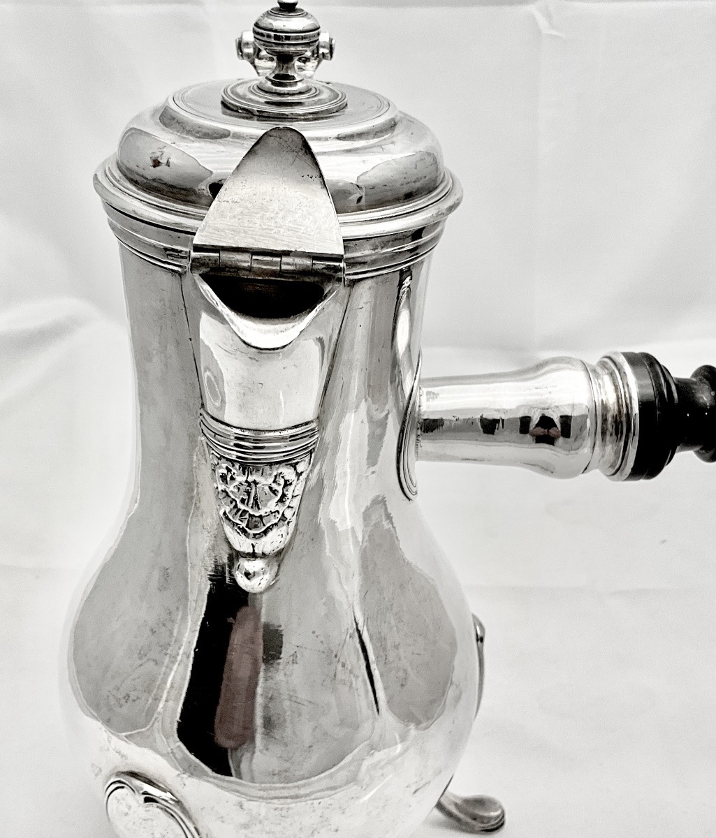 Amiens 1755 , chocolatière, argent massif , Jean Guidé (1717-1780), verseuse tripode cafetière -photo-2