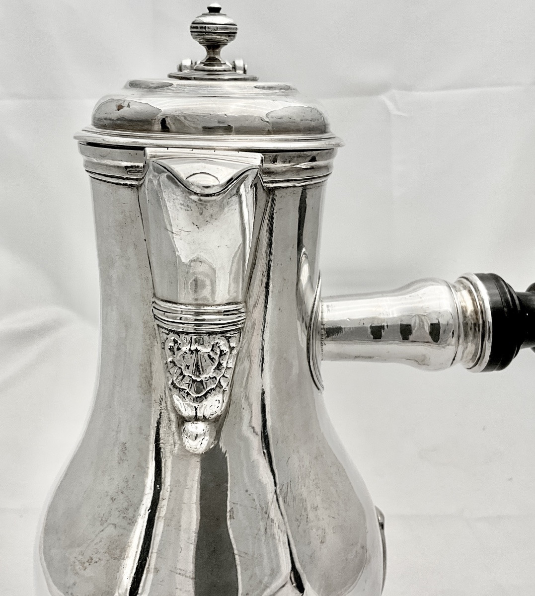 Amiens 1755 , chocolatière, argent massif , Jean Guidé (1717-1780), verseuse tripode cafetière -photo-4