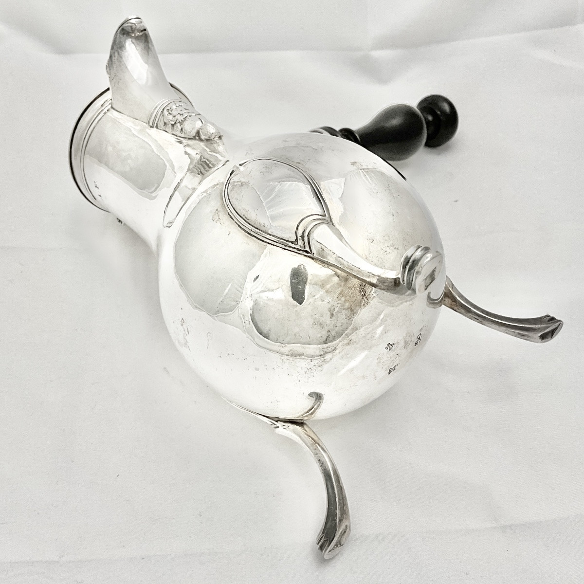 Amiens 1755 , chocolatière, argent massif , Jean Guidé (1717-1780), verseuse tripode cafetière -photo-6