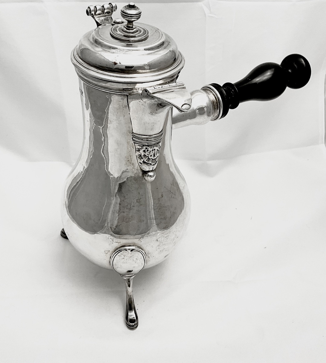 Amiens 1755 , chocolatière, argent massif , Jean Guidé (1717-1780), verseuse tripode cafetière -photo-8
