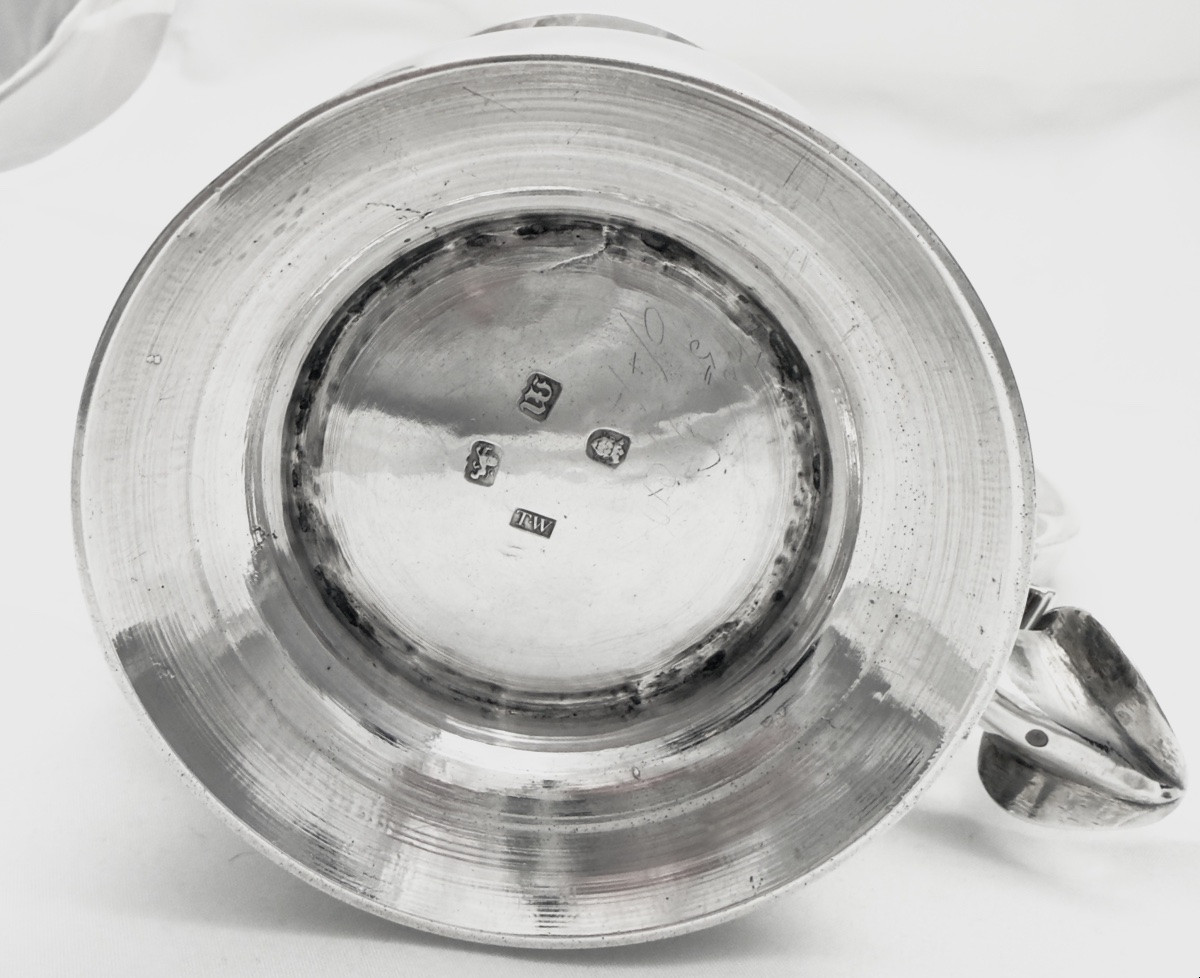 Londres 1767, chope à bière en argent massif , Thomas Wallis I, époque géorgienne -photo-2