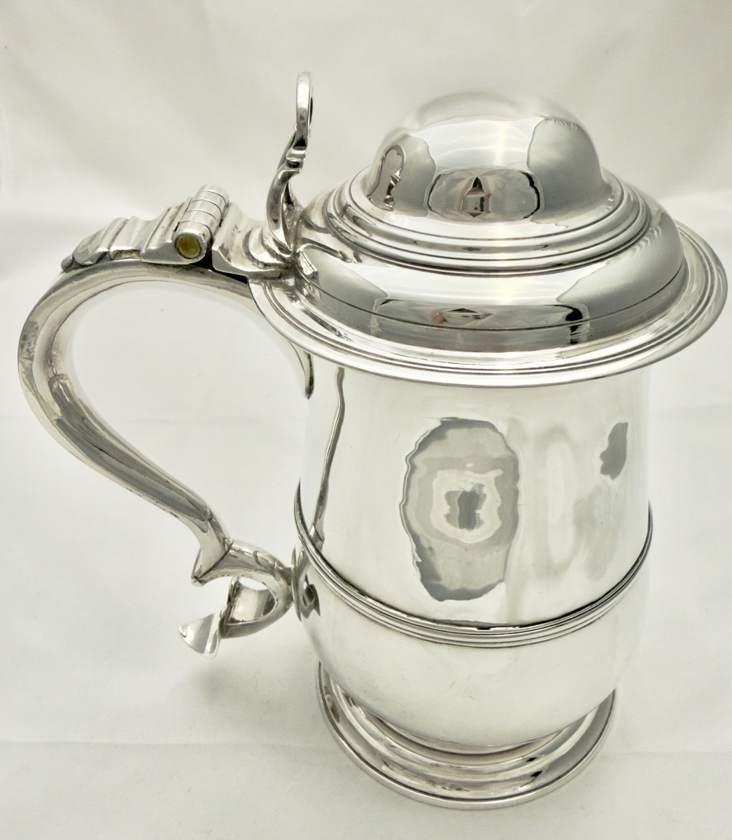 Londres 1767, chope à bière en argent massif , Thomas Wallis I, époque géorgienne -photo-4