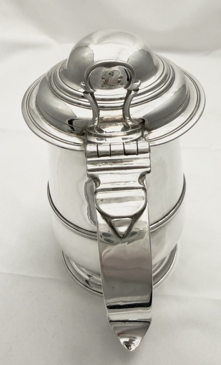 Londres 1767, chope à bière en argent massif , Thomas Wallis I, époque géorgienne -photo-1