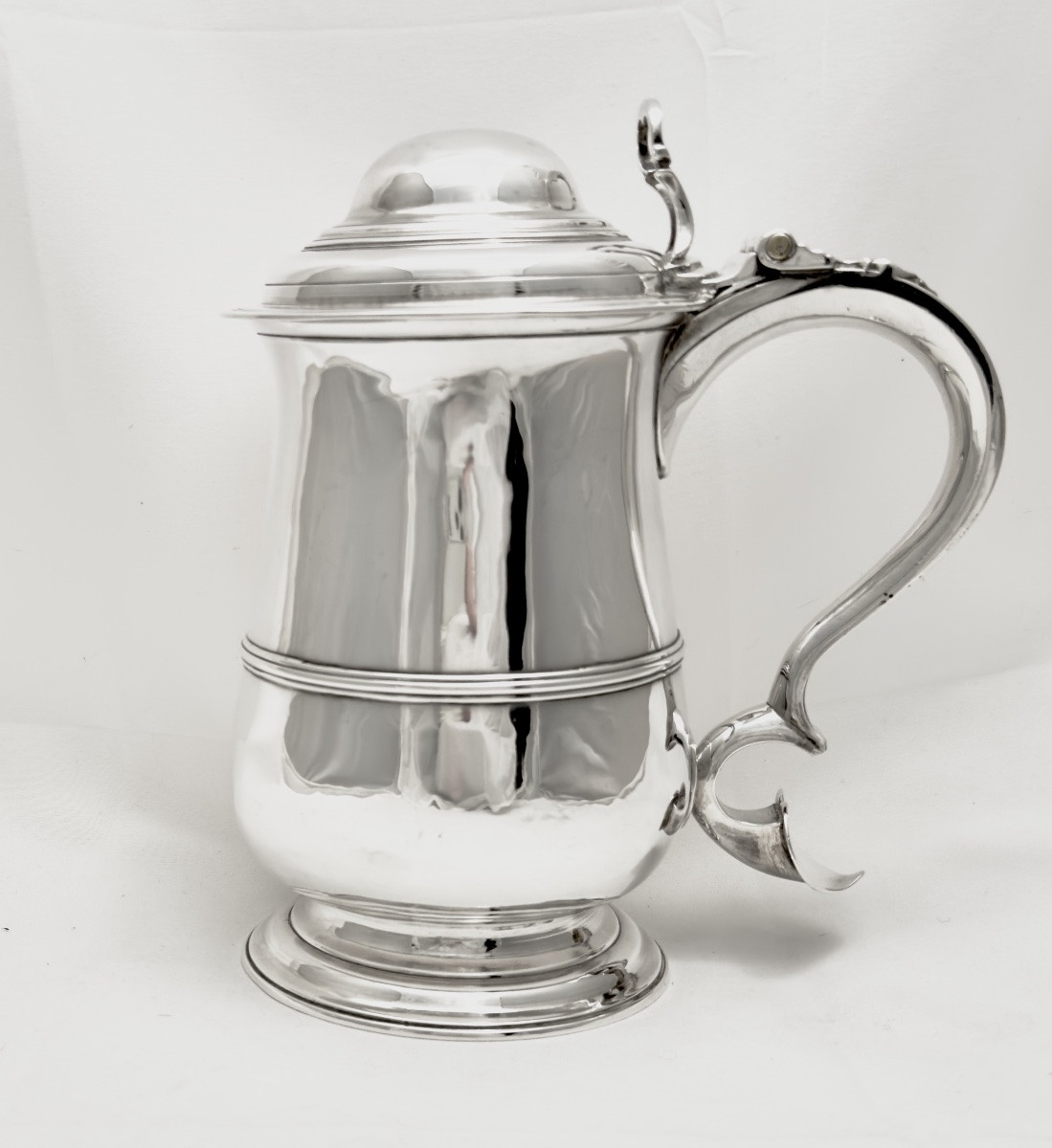 Londres 1767, chope à bière en argent massif , Thomas Wallis I, époque géorgienne -photo-3