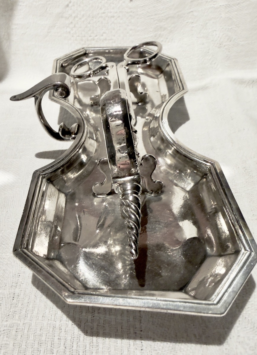 Toulouse 1714, Barthelemy Capdeville , Pair Of Snuffers With Their Original  Tray, Silver-photo-4