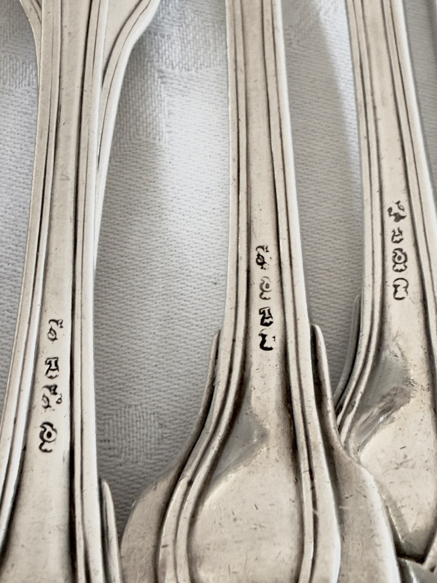 Valenciennes, Circa 1760, Solid Silver, Six Pieces Of Armorial Silverware-photo-3