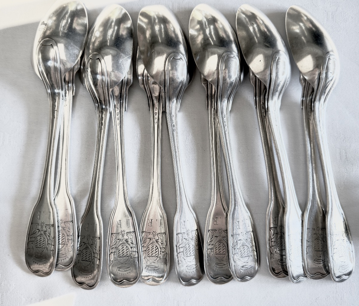 Valenciennes, Circa 1760, Solid Silver, Six Pieces Of Armorial Silverware-photo-5