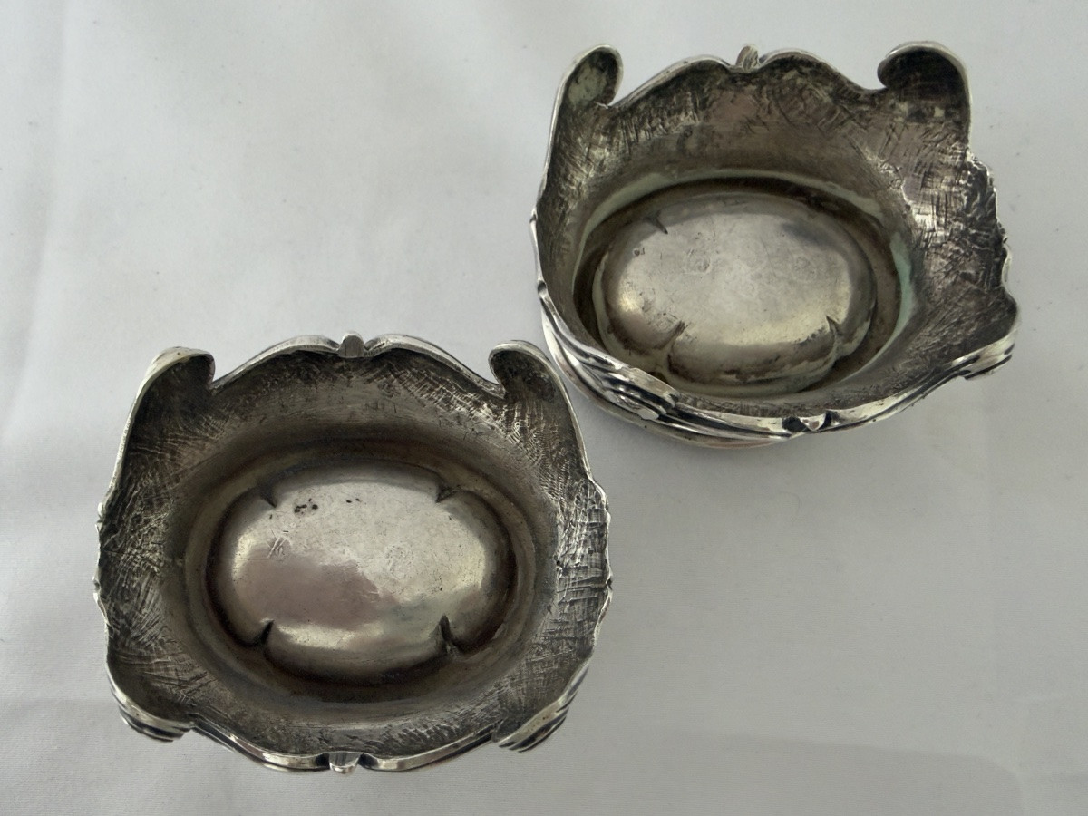 Montpellier 1772-1773 , argent massif , orfèvre Louis Reynes , paire de salières -photo-1
