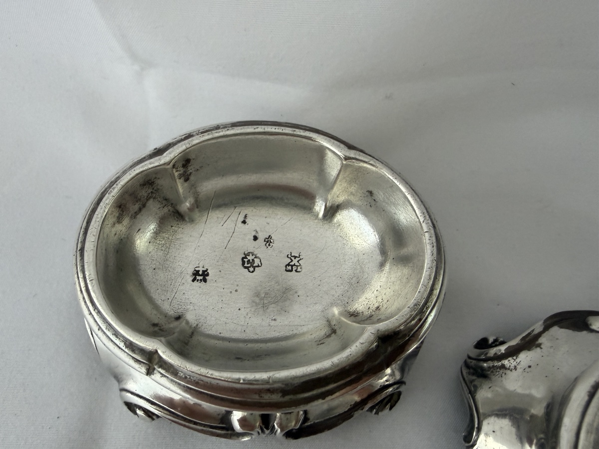 Montpellier 1772-1773 , argent massif , orfèvre Louis Reynes , paire de salières -photo-4