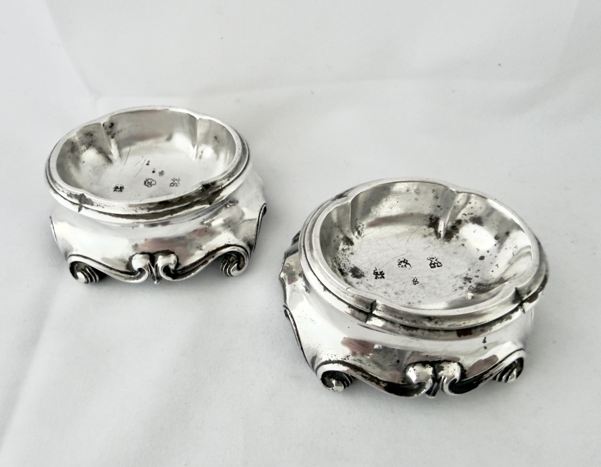 Montpellier 1772-1773 , argent massif , orfèvre Louis Reynes , paire de salières 