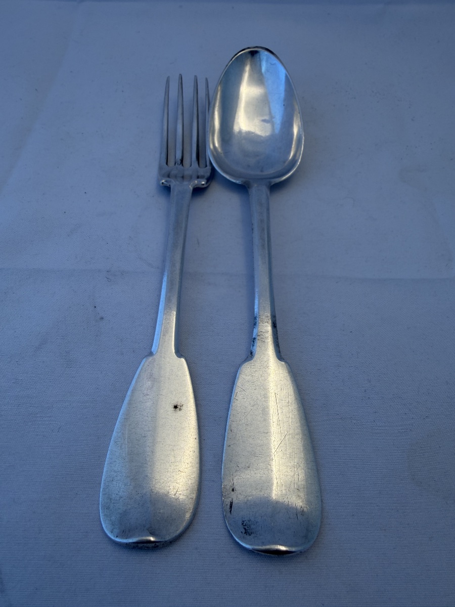 Maubeuge , 1748-1752, 8 couverts en argent , orfèvre Jean-François Spilleux , argent massif-photo-4