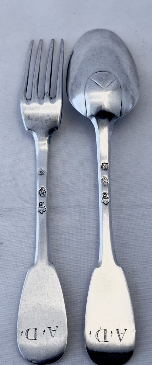 Maubeuge , 1748-1752, 8 couverts en argent , orfèvre Jean-François Spilleux , argent massif-photo-5