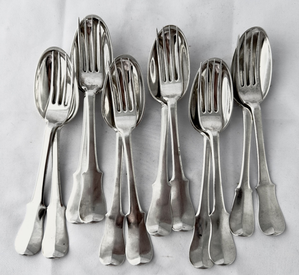 Lille 1739-1741 , Six Sterling  Silver Table Settings , Noël Leplus-photo-2