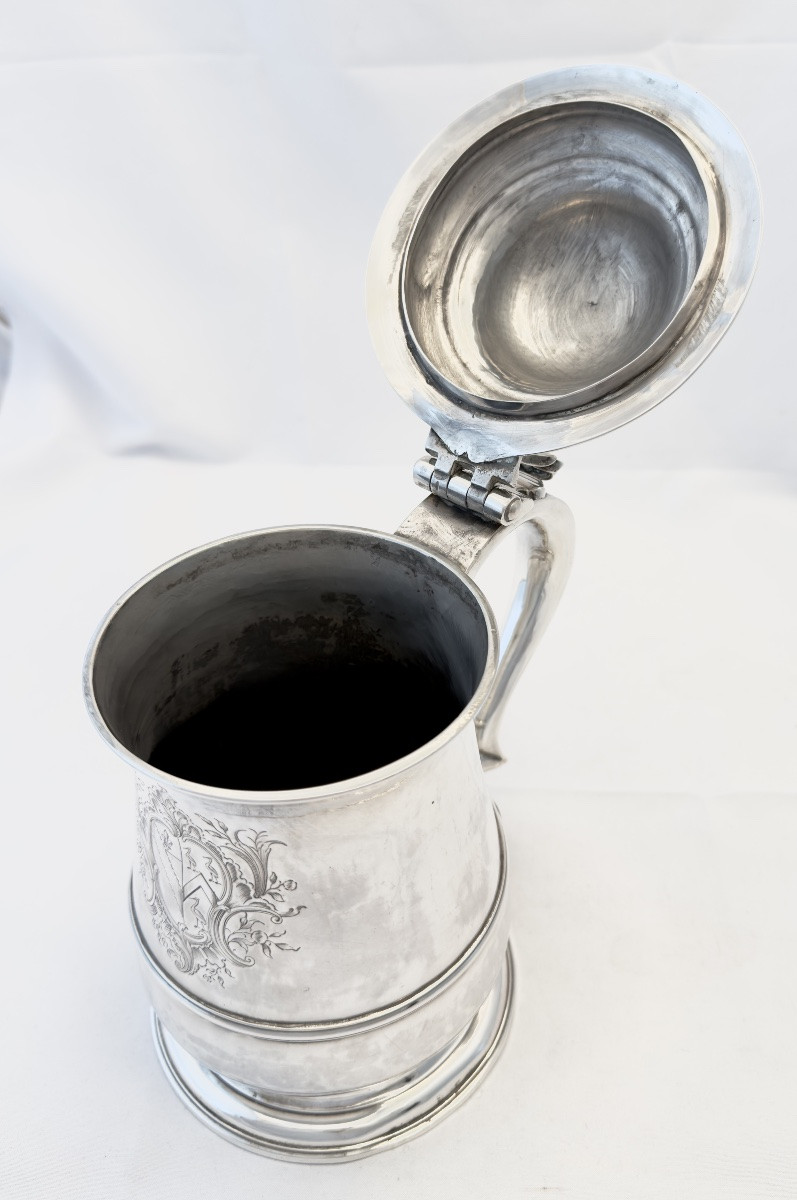 London 1750, Georgian Tankard , Sterling Silver , Richard Gurney And Thomas Cook , Leeke Family-photo-8