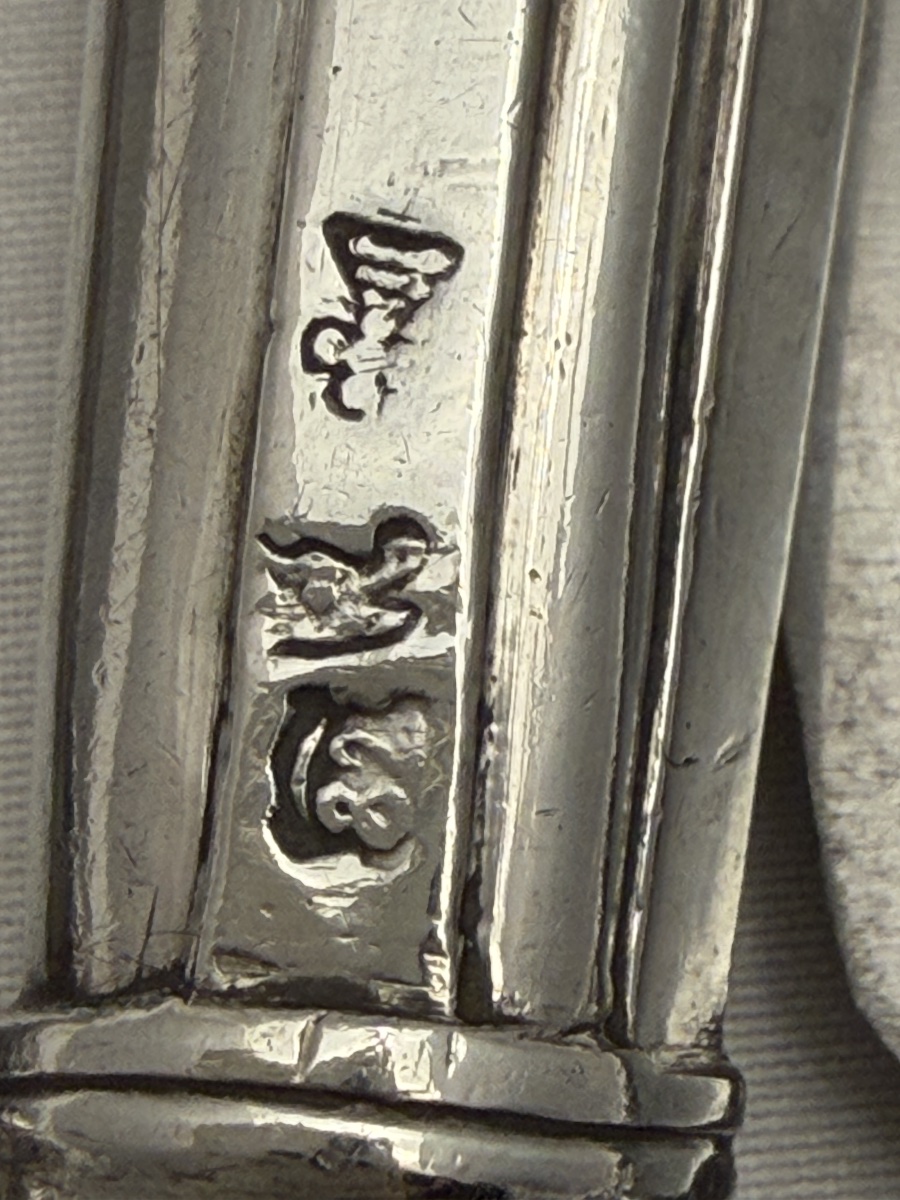 Ath 1782, Six Stock Knives, Clippele Family Solid Silver-photo-3