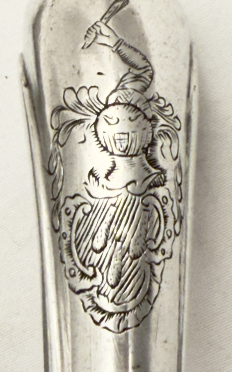 Ath 1782, Six Stock Knives, Clippele Family Solid Silver-photo-6
