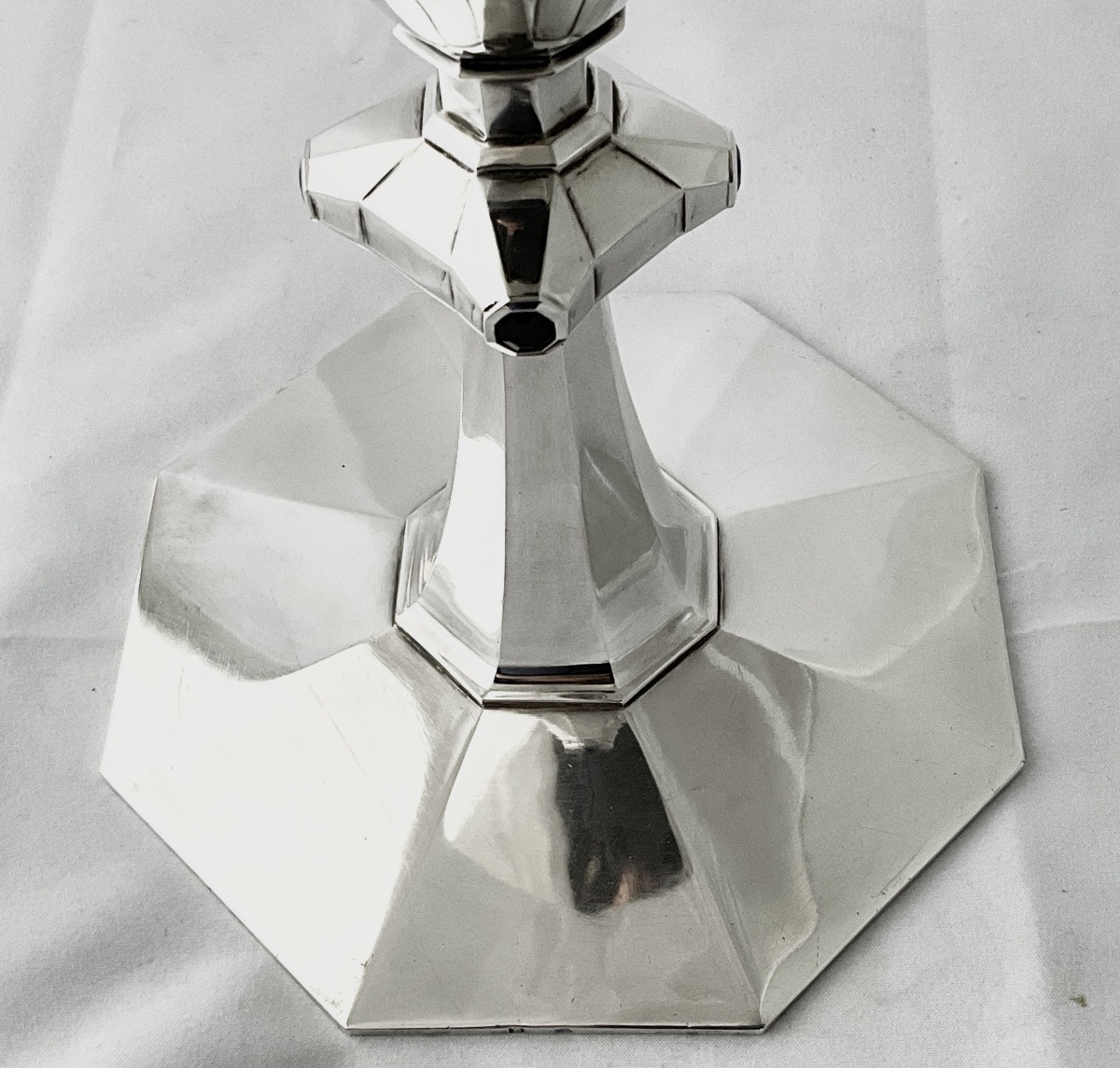Calice en argent massif serti de quatre saphirs, Art Déco, maison Biais -photo-4