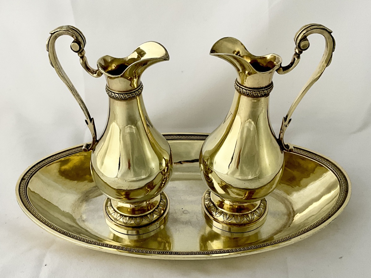 Paris, 1820–38, Solid Silver And Vermeil, Jean-pierre Famechon, Pair Of Cruets, Ampullae 
