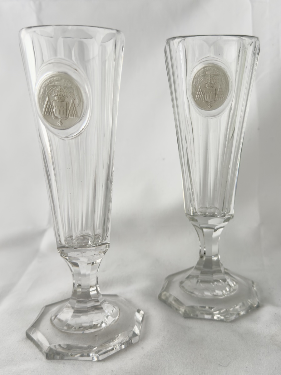 Champagne Flute With A Heraldic Crystal-ceramic Inlay, Cardinal Dupont, Archbishop Of Bourges-photo-1