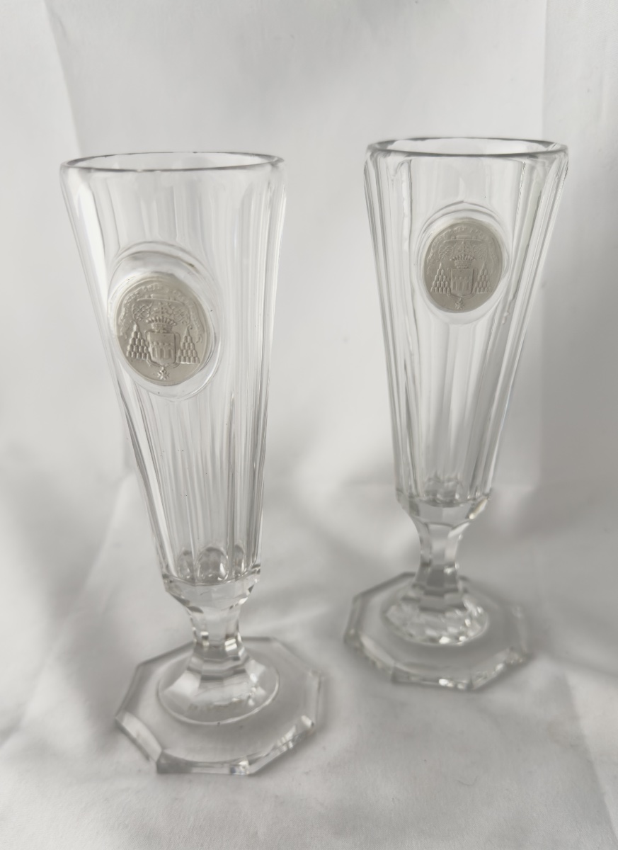 Champagne Flute With A Heraldic Crystal-ceramic Inlay, Cardinal Dupont, Archbishop Of Bourges-photo-2