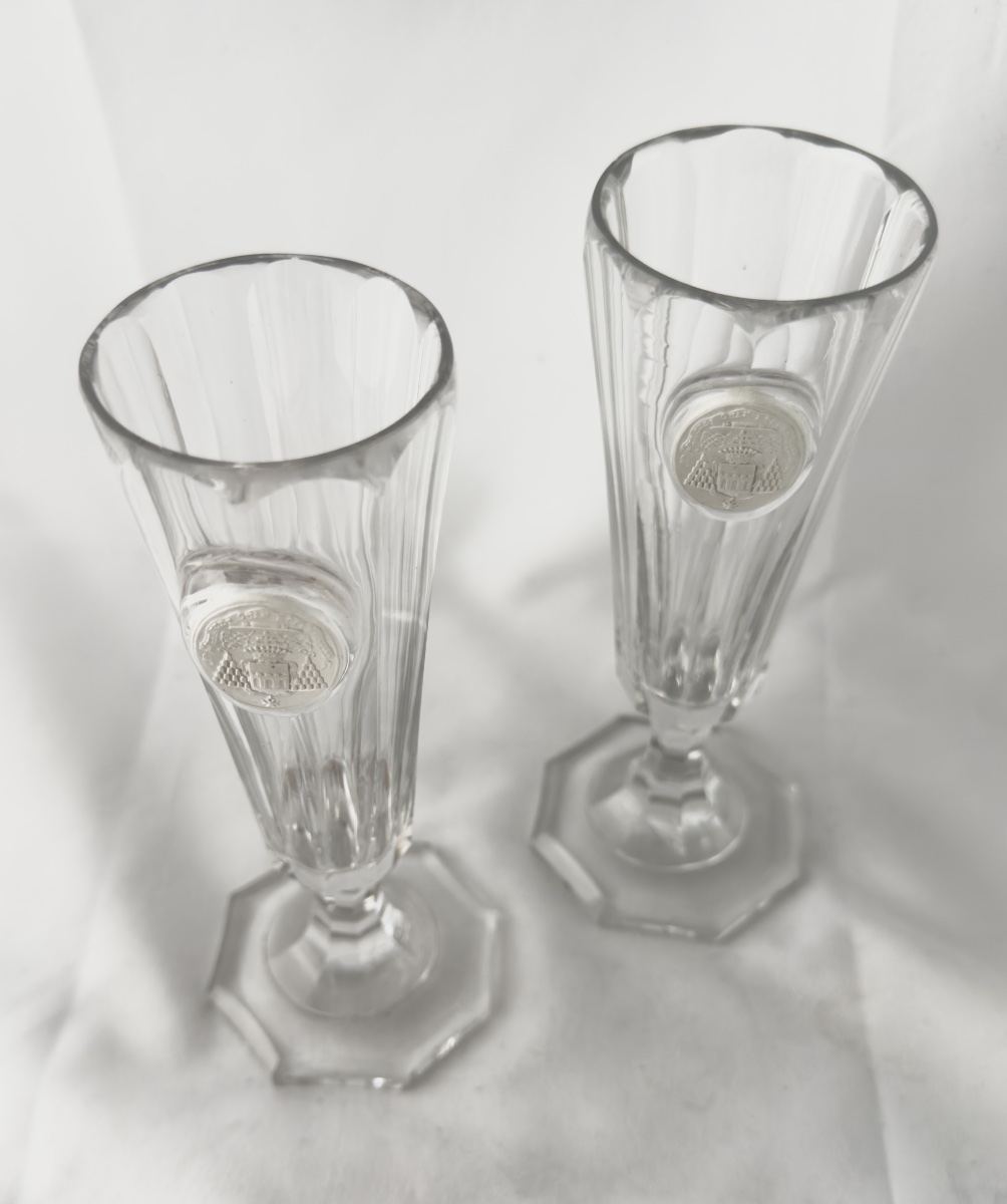 Champagne Flute With A Heraldic Crystal-ceramic Inlay, Cardinal Dupont, Archbishop Of Bourges-photo-3