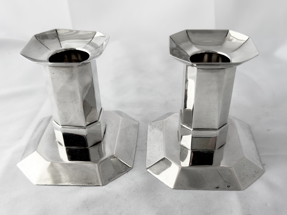 Brussels, 1920–1930, Solid Silver, Pair Of Candlesticks, Delheid Brothers -photo-3