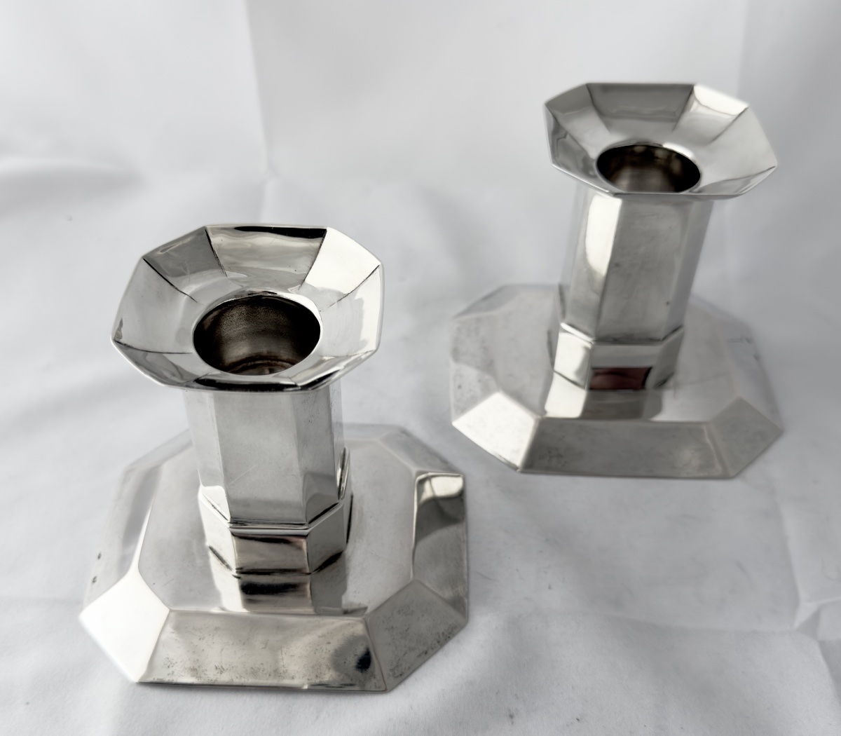Brussels, 1920–1930, Solid Silver, Pair Of Candlesticks, Delheid Brothers -photo-4